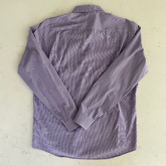 Ben Sherman LS Button Down Oxford Collar Check Print Shirt Purple White Sz 165 - Picture 9 of 15